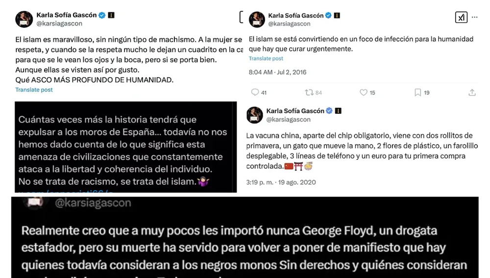 Los tuits racistas e islamófobos de Karla Sofía Gascón Los tuits racistas e islamófobos de Karla Sofía Gascón