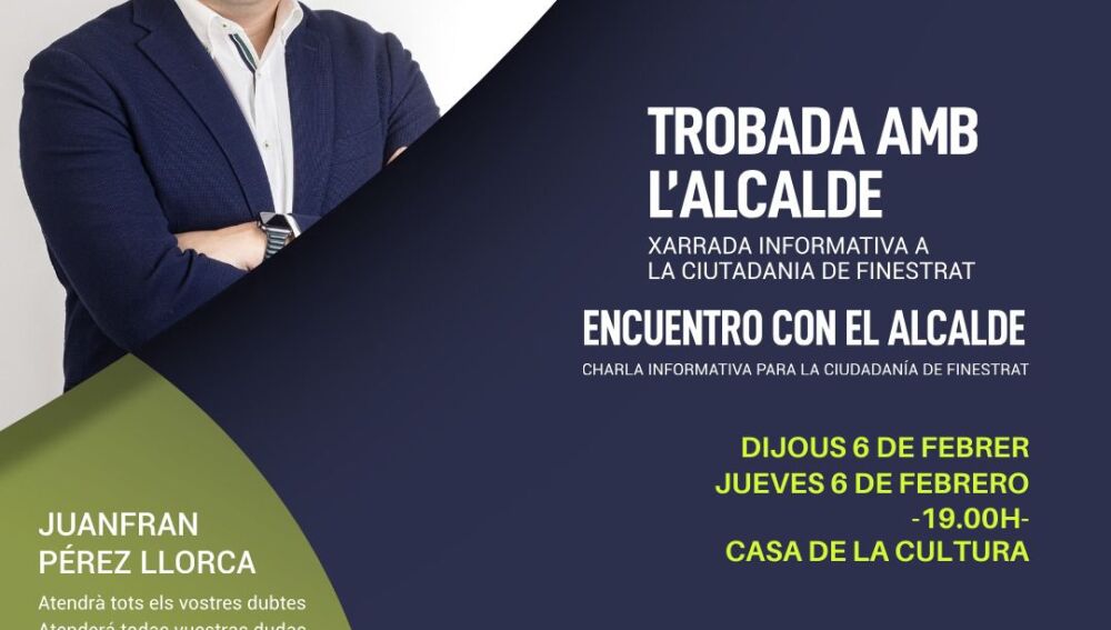 Cartel Encuentro con Alcalde Finestrat 