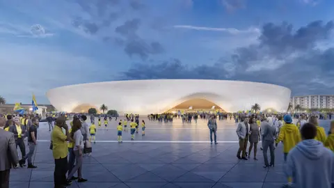 Imagen que recrea el proyecto ganador del nuevo estado de Gran Canaria de cara al mundial de 2023 Imagen que recrea el proyecto ganador del nuevo estado de Gran Canaria de cara al mundial de 2023