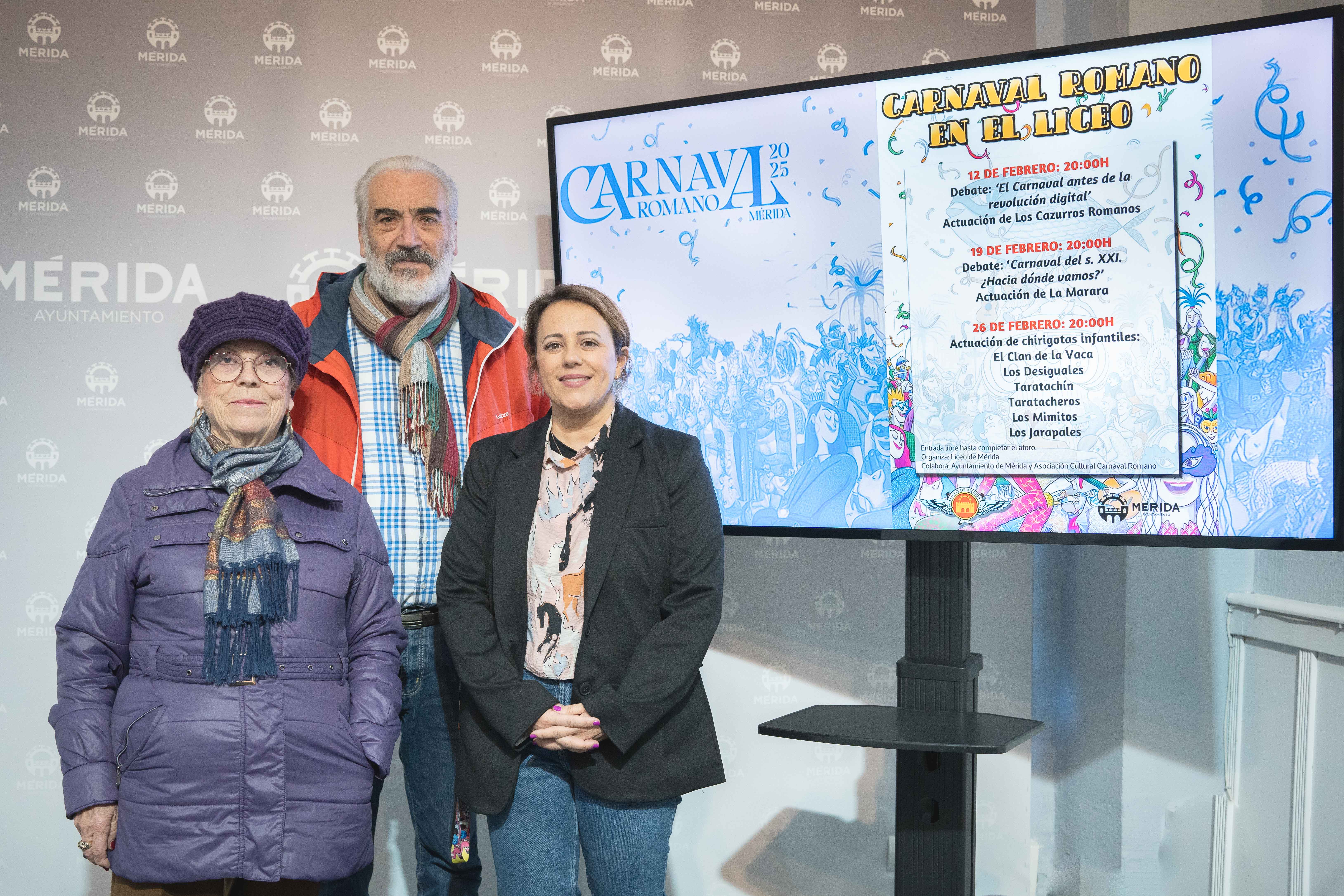 El Liceo de Mérida celebrará tres mesas redondas sobre el Carnaval Romano con actuaciones de chirigotas y comparsas El Liceo de Mérida celebrará tres mesas redondas sobre el Carnaval Romano con actuaciones de chirigotas y comparsas