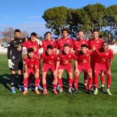 El Atlético Saguntino, en los momentos previos al inicio del partido contra la UD La Vall d'Uixó