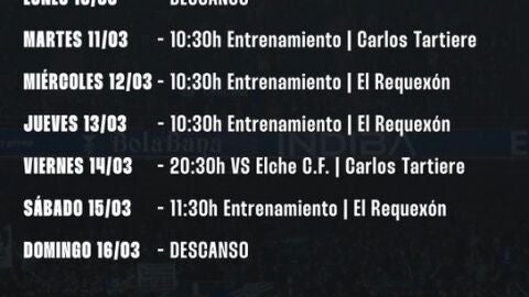 10-3-2025 Plan de trabajo semanal del Real Oviedo 10 al 16 de marzo