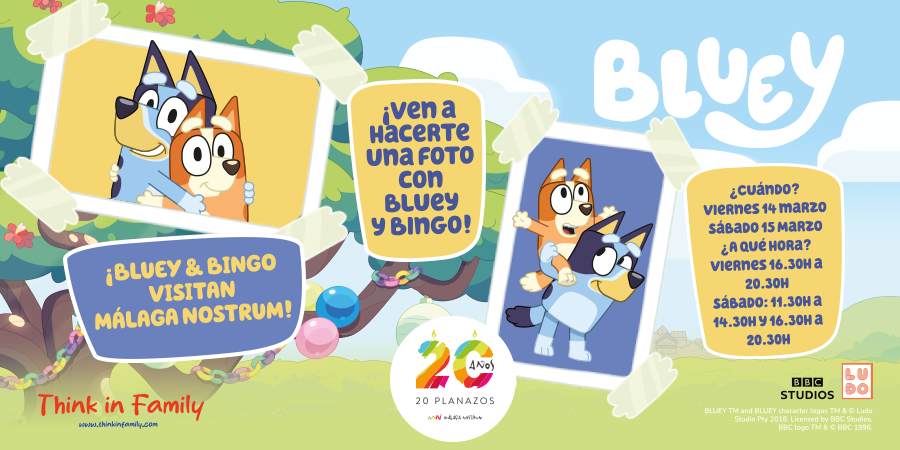 Bluey y Bingo llegan a Málaga Nostrum para celebrar su 20º aniversario Bluey y Bingo llegan a Málaga Nostrum para celebrar su 20º aniversario
