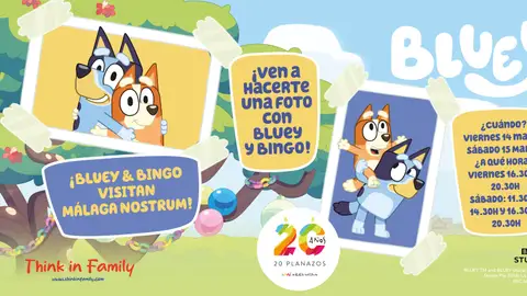 Bluey y Bingo llegan a Málaga Nostrum para celebrar su 20º aniversario Bluey y Bingo llegan a Málaga Nostrum para celebrar su 20º aniversario
