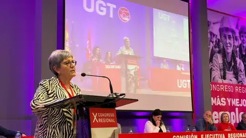 Patro Sánchez, en su discurso de clausura del X Congreso Regional, en el que ha sido reelegida secretaria general con más del 97% de los votos Patro Sánchez, en su discurso de clausura del X Congreso Regional, en el que ha sido reelegida secretaria general con más del 97% de los votos