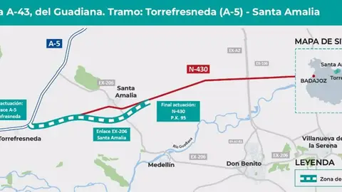 Tramo entre Torrefresneda y Santa Amalia Tramo entre Torrefresneda y Santa Amalia