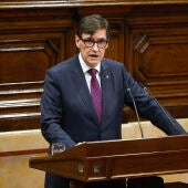 El presidente de la Generalitat, Salvador Illa, en el Parlament de Cataluña.