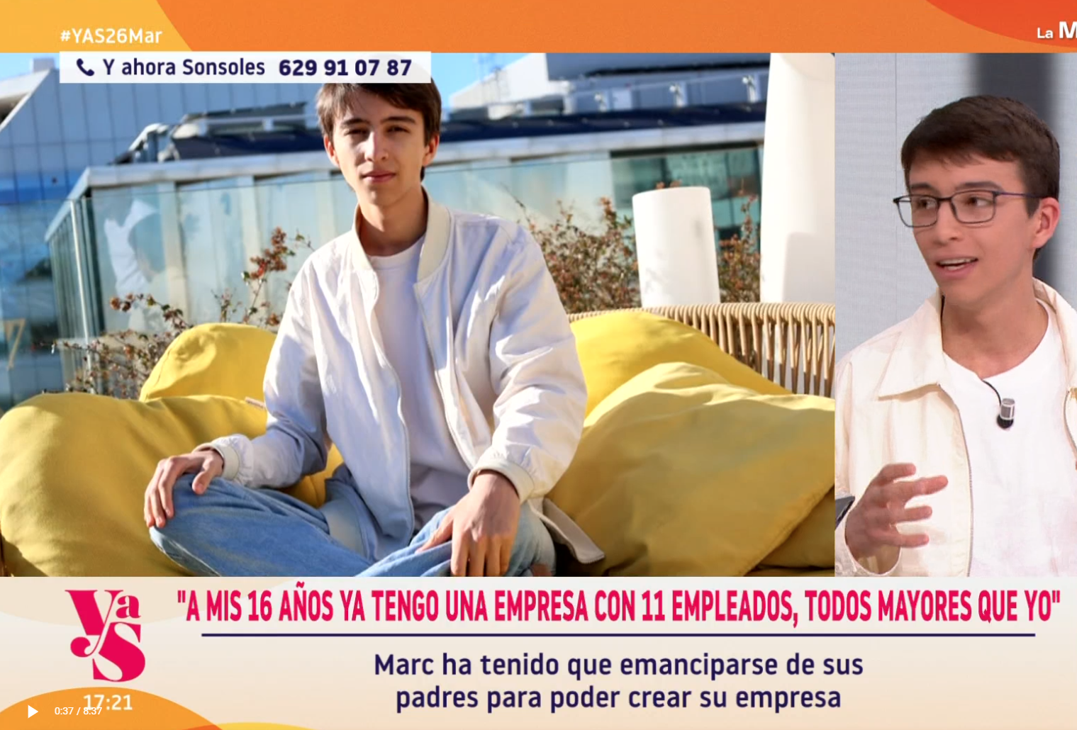 Marc tiene 16 años y es un empresario de éxito: "Cuando veo a mis empleados…" Marc tiene 16 años y es un empresario de éxito: "Cuando veo a mis empleados…"