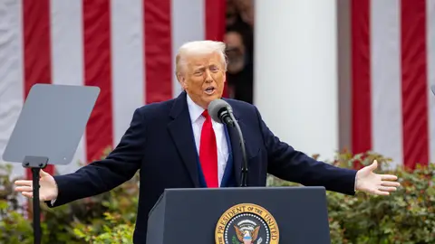 Donald Trump en el Rose Garden de la Casa Blanca
