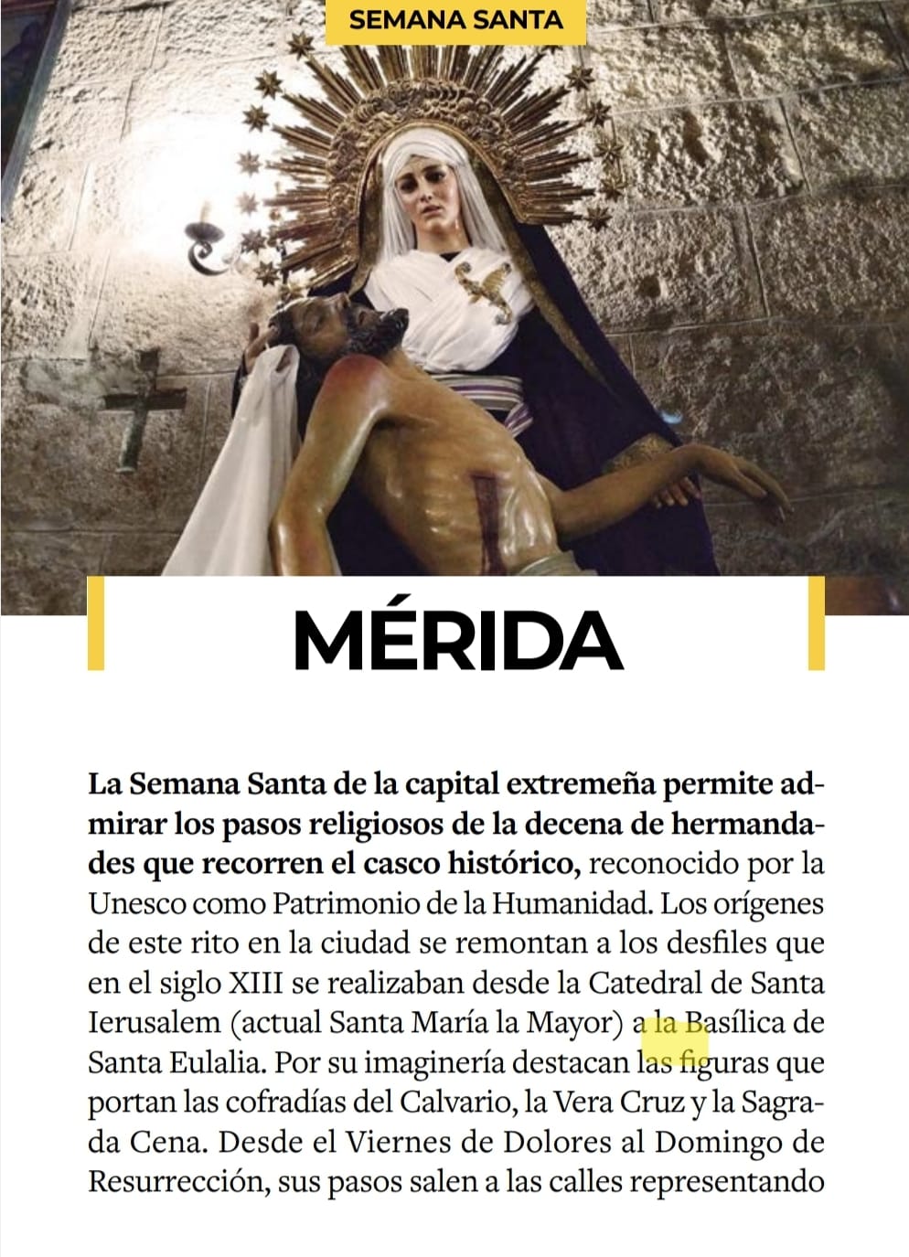 ‘National Geographic’ destaca la Semana Santa de Mérida entre las más relevantes de todo el país en su Guía sobre las Semanas Santas de España ‘National Geographic’ destaca la Semana Santa de Mérida entre las más relevantes de todo el país en su Guía sobre las Semanas Santas de España