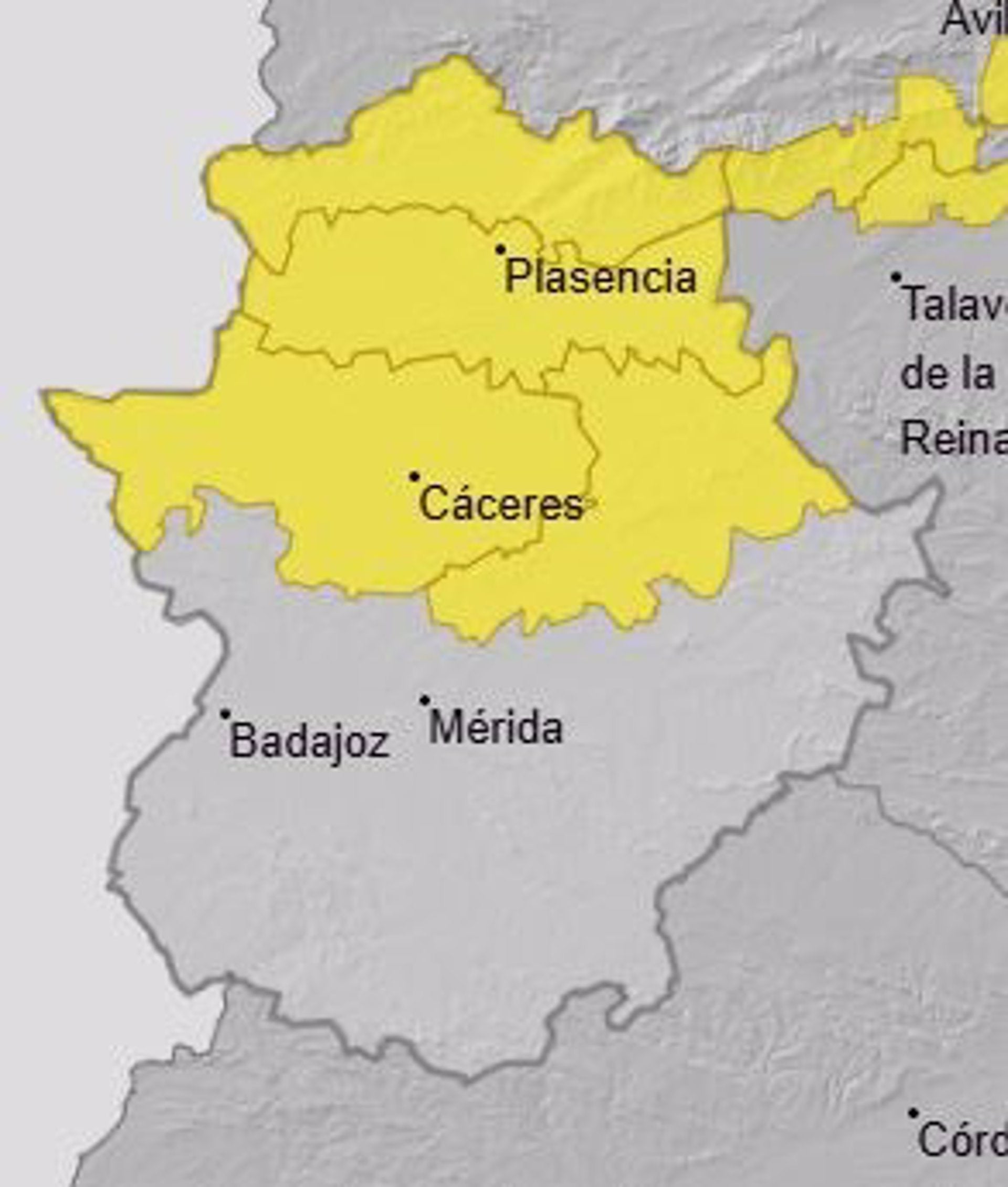 La provincia de Cáceres permanecerá este viernes en aviso amarillo por tormentas con la llegada de la Borrasca Olivier La provincia de Cáceres permanecerá este viernes en aviso amarillo por tormentas con la llegada de la Borrasca Olivier