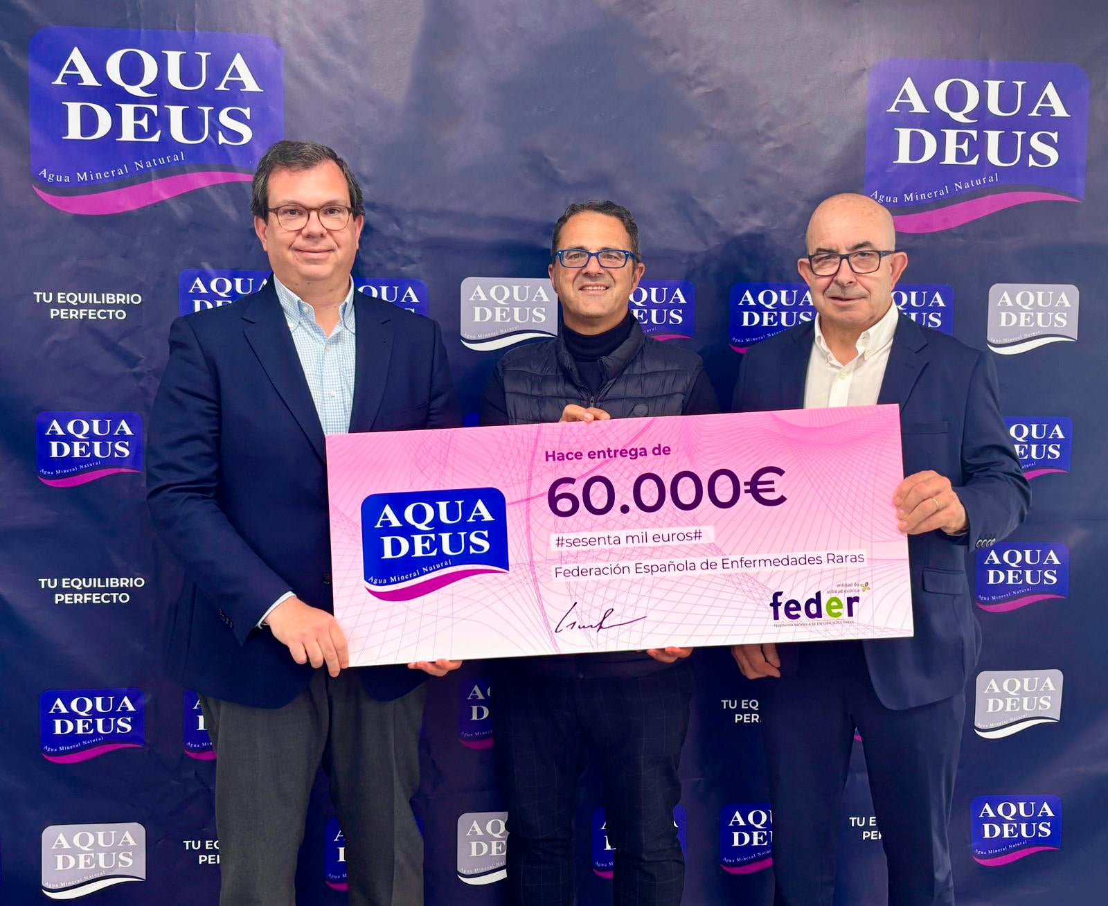 Aquadeus dona 60.000 euros a la Federación Española de Enfermedades Raras para fomentar la investigación Aquadeus dona 60.000 euros a la Federación Española de Enfermedades Raras para fomentar la investigación