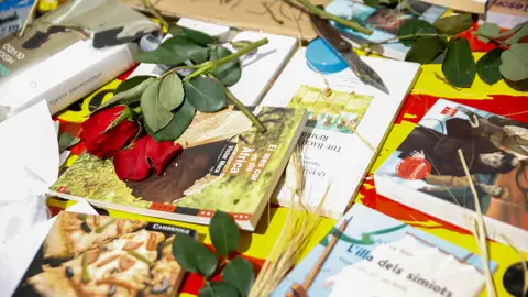 Libros y rosas por el día de Sant Jordi en Barcelona el 23 de abril de 2024 Libros y rosas por el día de Sant Jordi en Barcelona el 23 de abril de 2024