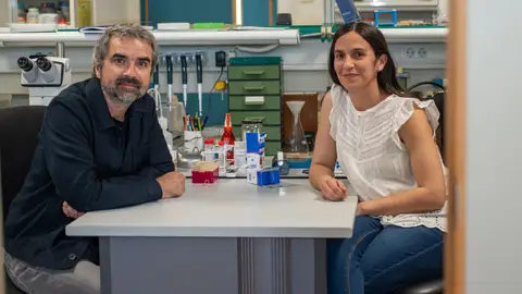 Los investigadores Javier Morante y Marta Neto en su laboratorio del Instituto de Neurociencias. Los investigadores Javier Morante y Marta Neto en su laboratorio del Instituto de Neurociencias.
