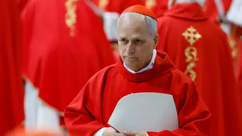 León XVI, ardenal Robert Prevost asistiendo a la quinta misa en memoria del difunto Papa Francisco en la Basílica de San Pedro, Ciudad del Vaticano (Vaticano). León XVI, ardenal Robert Prevost asistiendo a la quinta misa en memoria del difunto Papa Francisco en la Basílica de San Pedro, Ciudad del Vaticano (Vaticano).