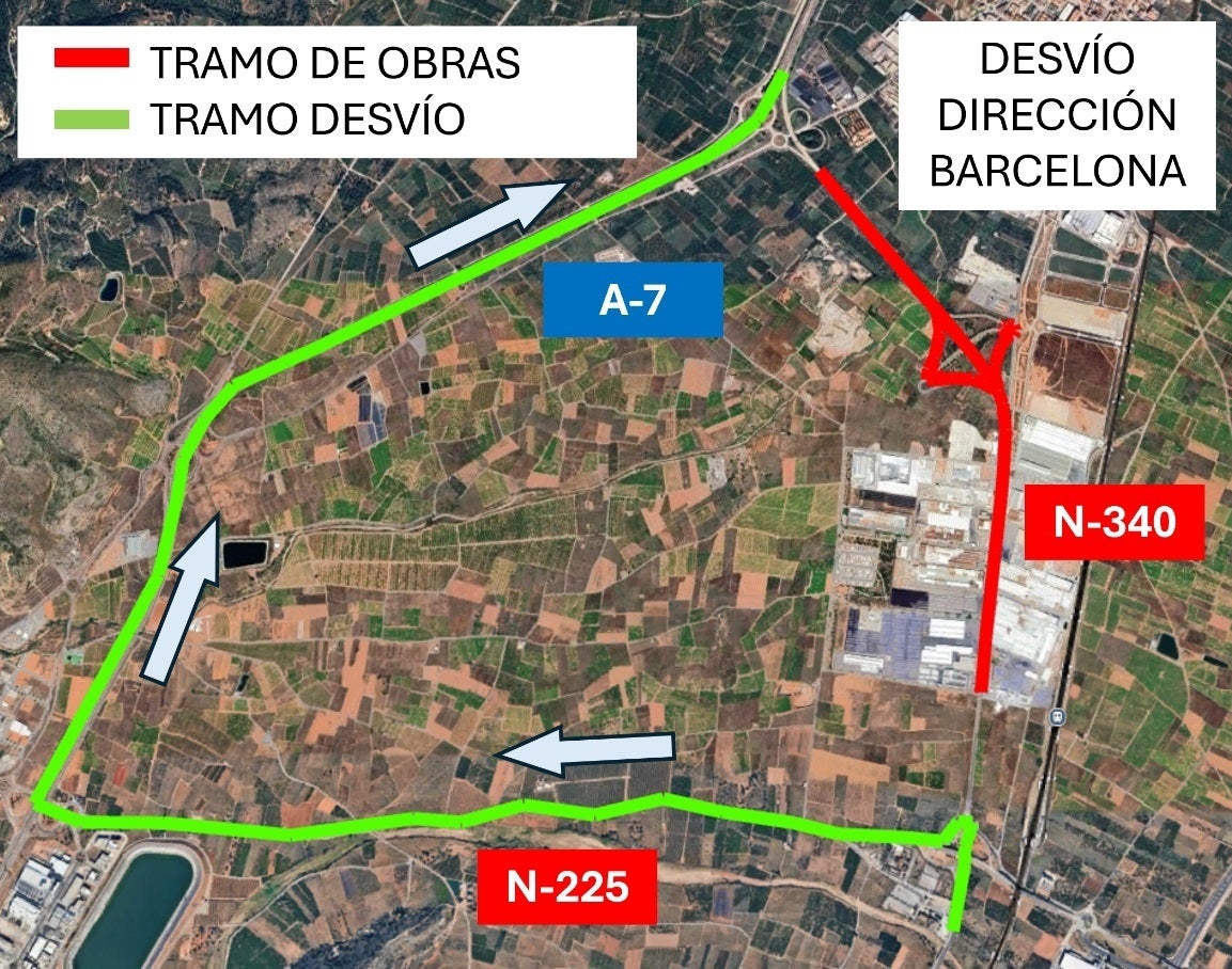 Las obras en la N-340, entre Nules y Moncofa, provocarán cortes de carril a partir del lunes Las obras en la N-340, entre Nules y Moncofa, provocarán cortes de carril a partir del lunes