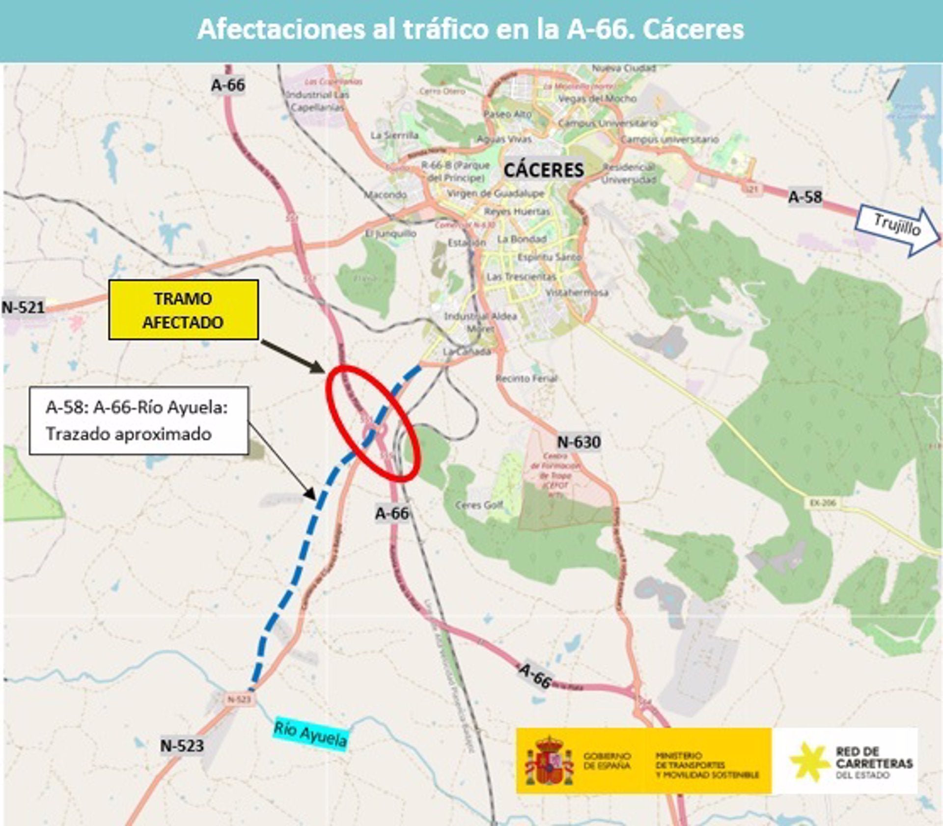 El Ministerio de Transportes prosigue las obras de construcción de la prolongación de la A-58 Cáceres-Badajoz El Ministerio de Transportes prosigue las obras de construcción de la prolongación de la A-58 Cáceres-Badajoz