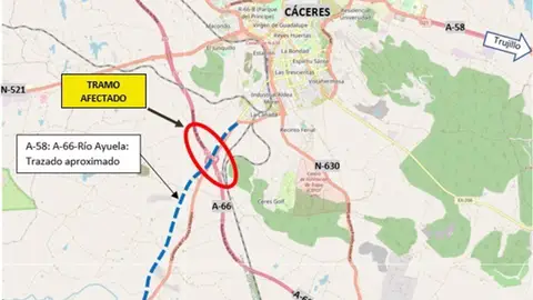 El Ministerio de Transportes prosigue las obras de construcción de la prolongación de la A-58 Cáceres-Badajoz El Ministerio de Transportes prosigue las obras de construcción de la prolongación de la A-58 Cáceres-Badajoz