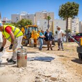 Instantes de los trabajos de adecuación en la avenida Ponce de León en San Fernando