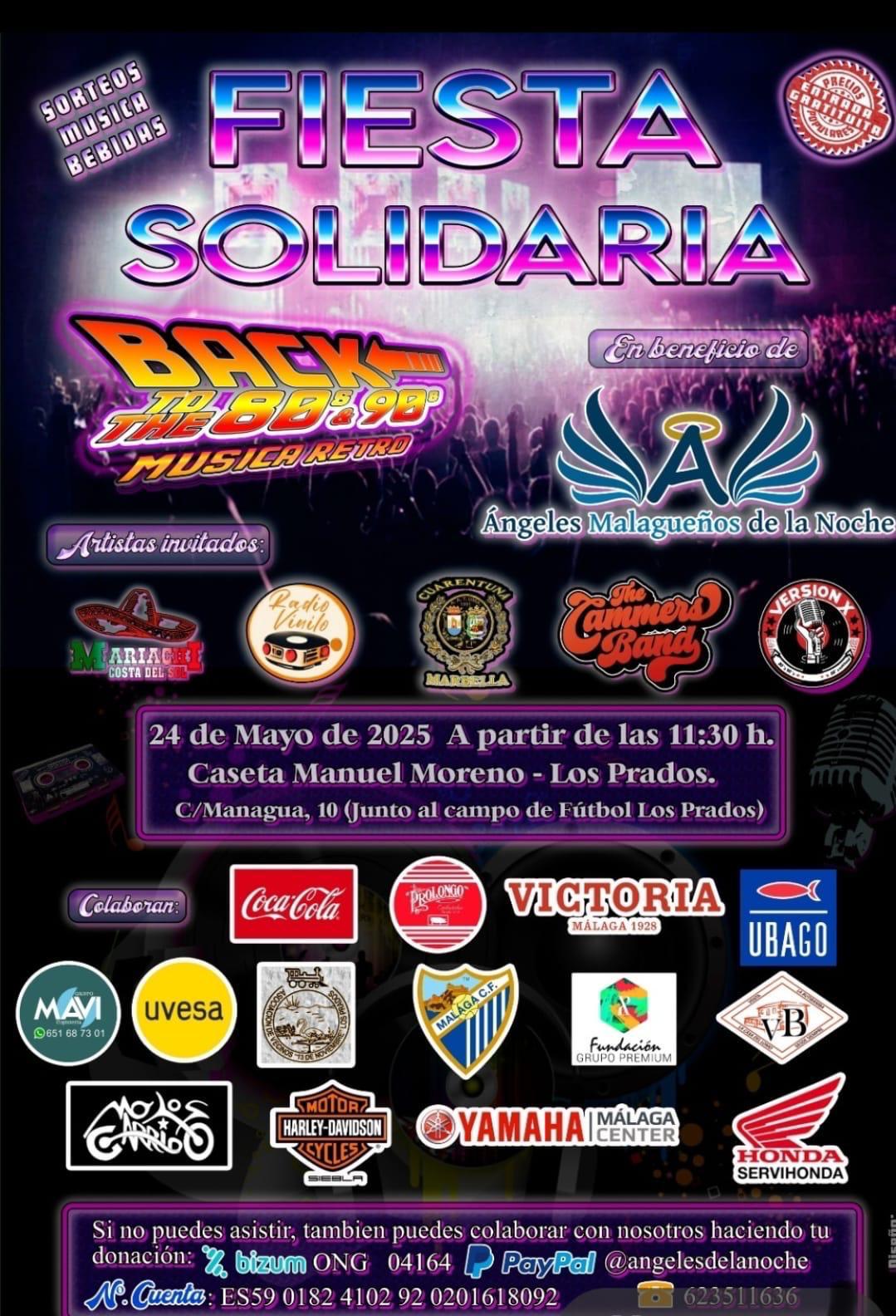 La ONG Ángeles Malagueños de la Noche celebra su fiesta solidaria este sábado 24 de Mayo La ONG Ángeles Malagueños de la Noche celebra su fiesta solidaria este sábado 24 de Mayo