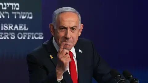 El primer ministro israelí, Benjamin Netanyahu, ofrece una rueda de prensa en Jerusalén, el 21 de mayo de 2025. El primer ministro israelí, Benjamin Netanyahu, ofrece una rueda de prensa en Jerusalén, el 21 de mayo de 2025.