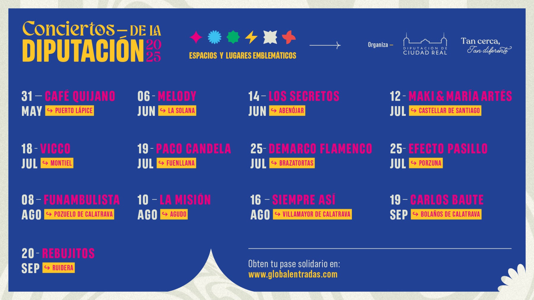 Café Quijano, Melody o Los Secretos, entre los 13 conciertos en 'Espacios emblemáticos' de la Diputación de Ciudad Real Café Quijano, Melody o Los Secretos, entre los 13 conciertos en 'Espacios emblemáticos' de la Diputación de Ciudad Real