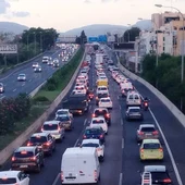Atasco de vehículos en la Vía de cintura de Palma, en Mallorca Atasco de vehículos en la Vía de cintura de Palma, en Mallorca