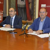 Molero y García durante la rueda de prensa en el Rectorado de Ciudad Real Molero y García durante la rueda de prensa en el Rectorado de Ciudad Real