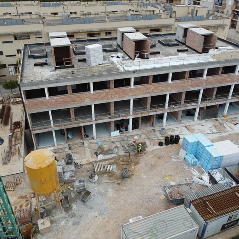 Obras de construcción de vivienda en Inca, Mallorca