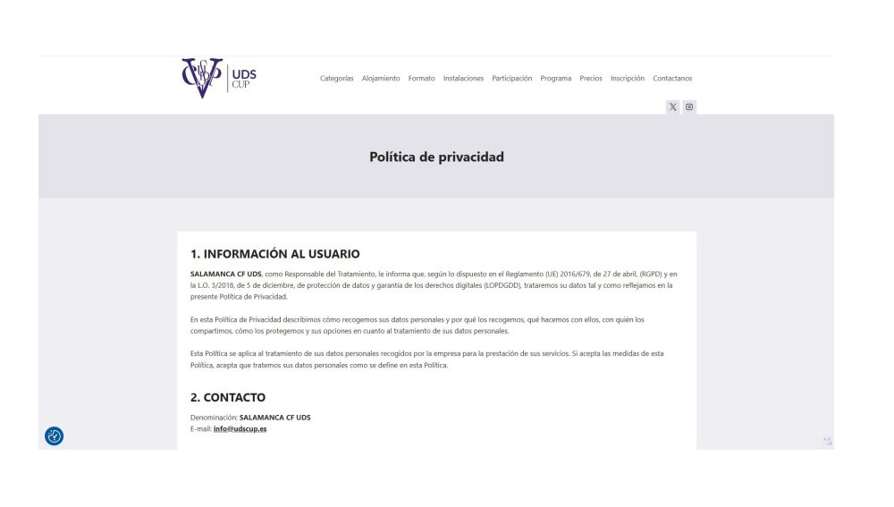 El Salamanca UDS vuelve a aparecer en la sección 'Política de privacidad'