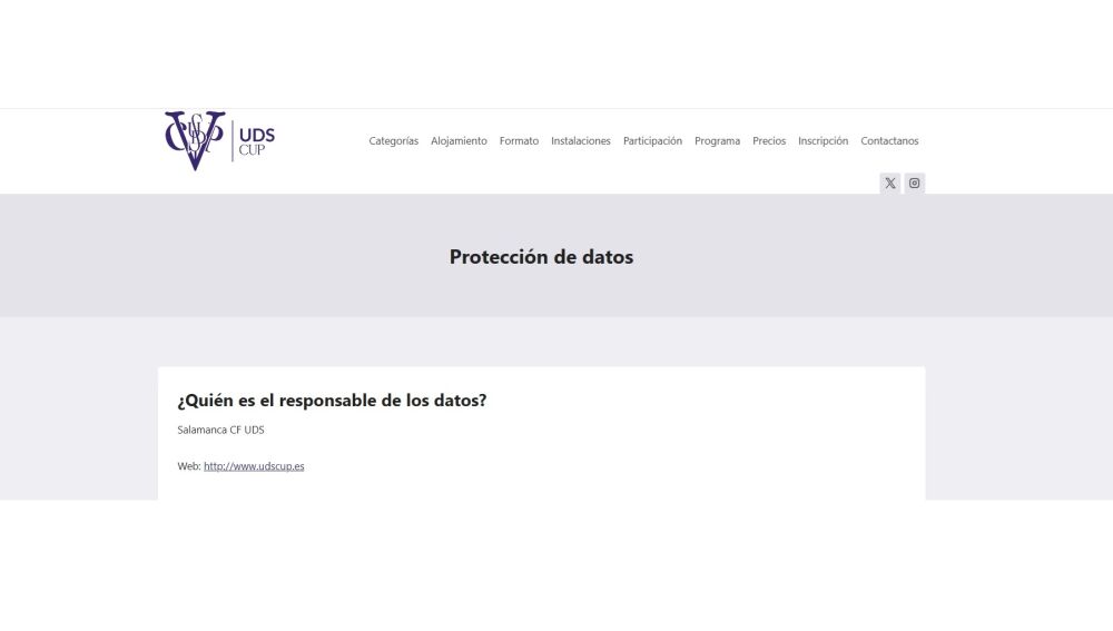 Apartado de 'Protección de datos' del torneo