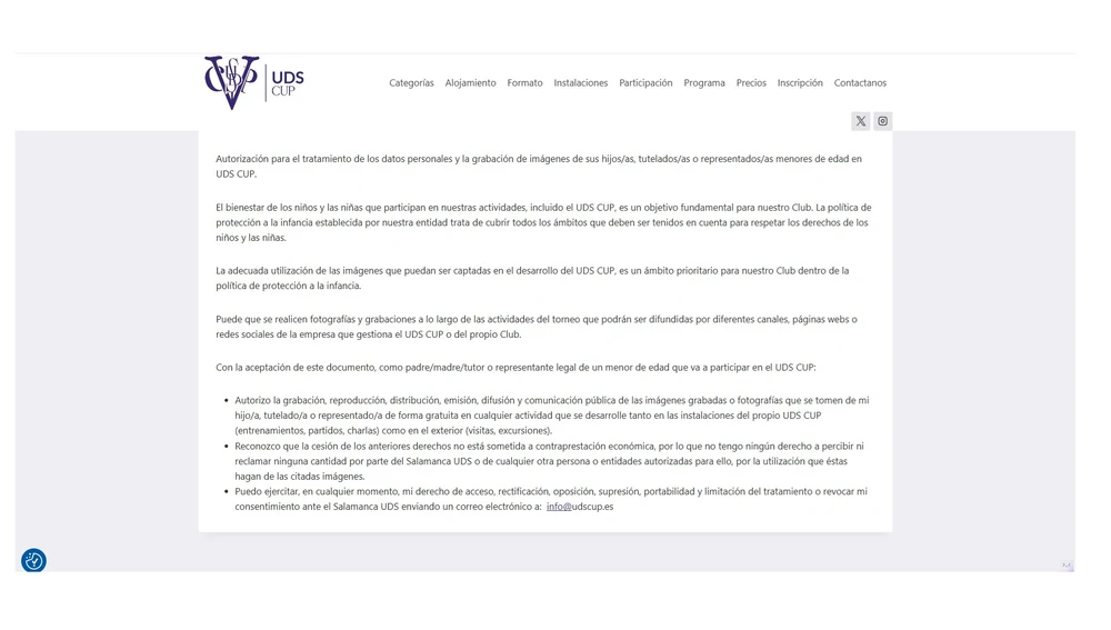 Espacio explicativo de la autorización para la cesión de imágenes de menores de edad Espacio explicativo de la autorización para la cesión de imágenes de menores de edad