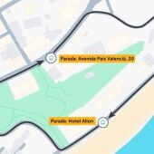 Trayecto bus playa Villajoyosa