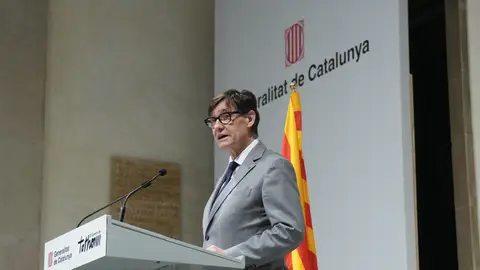 Salvador Illa, presidente de la Generalitat de Cataluña, durante una comparecencia en el Palau de la Generalitat Salvador Illa, presidente de la Generalitat de Cataluña, durante una comparecencia en el Palau de la Generalitat