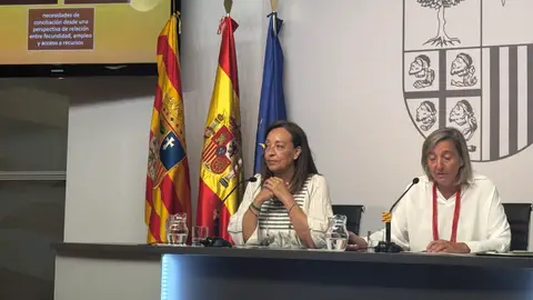 Susín y Fortea en la sala de prensa del Pignatelli Susín y Fortea en la sala de prensa del Pignatelli