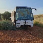 Autobús escolar accidentado en Pozuelo de Calatrava