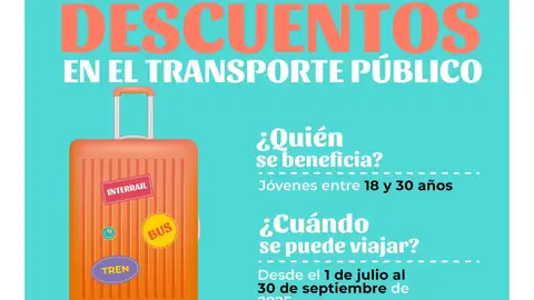El Gobierno impulsa el Verano Joven con descuentos de hasta el 90% para viajes en autobús y tren El Gobierno impulsa el Verano Joven con descuentos de hasta el 90% para viajes en autobús y tren