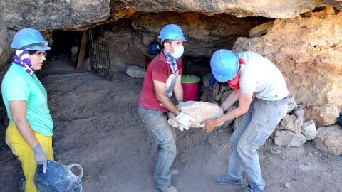 Trabajos de extracci&oacute;n de materiales en el yacimiento arqueol&oacute;gico de la Cueva de los Toriles (Carrizosa)