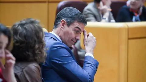 Imagen de archivo de Pedro Sánchez la última vez que acudió a una sesión de control en el Senado en marzo de 2024 Imagen de archivo de Pedro Sánchez la última vez que acudió a una sesión de control en el Senado en marzo de 2024