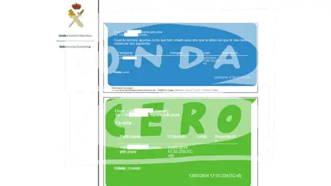 Imagen de la conversación entre Cerdán y Koldo que recoge el informe de la UCO Imagen de la conversación entre Cerdán y Koldo que recoge el informe de la UCO