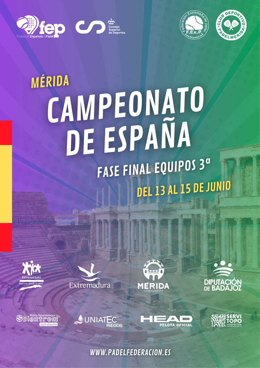 32 equipos toman parte en el Campeonato de España de Pádel de 3ª categoría en Mérida 32 equipos toman parte en el Campeonato de España de Pádel de 3ª categoría en Mérida