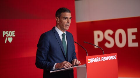 Pedro Sánchez, presidente del Gobierno, durante una rueda de prensa 
