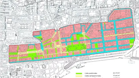 Mapa de la Zona de Bajas Emisiones (ZBE) que proyecta implantar el Ayuntamiento de Santander Mapa de la Zona de Bajas Emisiones (ZBE) que proyecta implantar el Ayuntamiento de Santander
