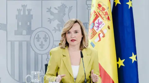 Pilar Alegría durante la rueda de prensa posterior al Consejo de Ministros La ministra portavoz durante su comparecencia en rueda de prensa tras el Consejo de Ministros