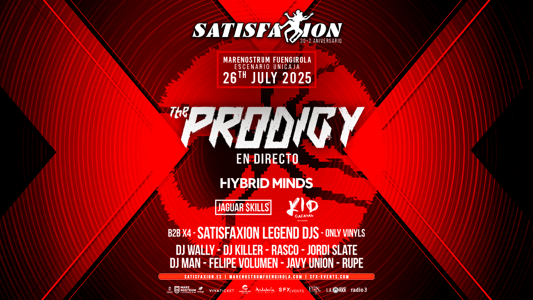 The Prodigy, leyenda de la música electrónica, celebra el X Aniversario de Marenostrum Fuengirola el próximo 26 de julio The Prodigy, leyenda de la música electrónica, celebra el X Aniversario de Marenostrum Fuengirola el próximo 26 de julio