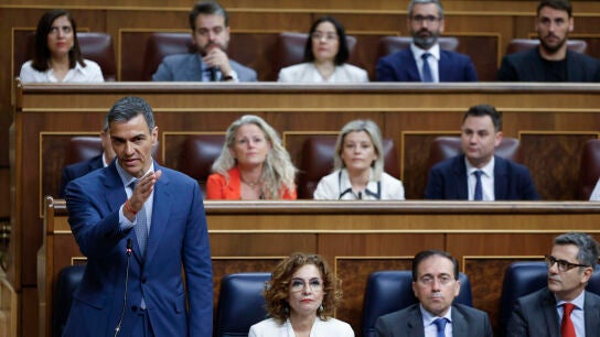 El presidente del Gobierno, Pedro S&aacute;nchez, interviene en la sesi&oacute;n de control al Ejecutivo que se celebra en el Congreso.