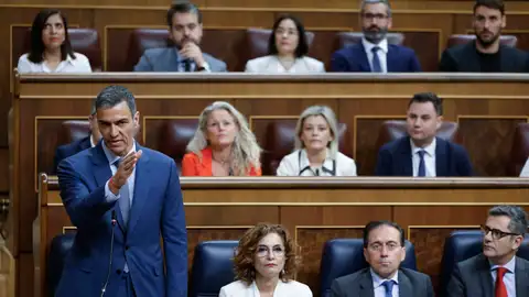 El presidente del Gobierno, Pedro Sánchez, interviene en la sesión de control al Ejecutivo que se celebra en el Congreso. El presidente del Gobierno, Pedro Sánchez, interviene en la sesión de control al Ejecutivo que se celebra en el Congreso.