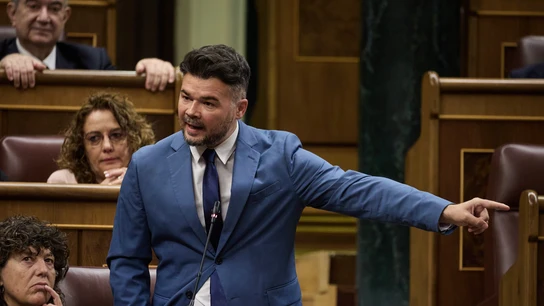 El líder de RCE, Gabriel Rufián, durante la sesión de control El líder de RCE, Gabriel Rufián, durante la sesión de control