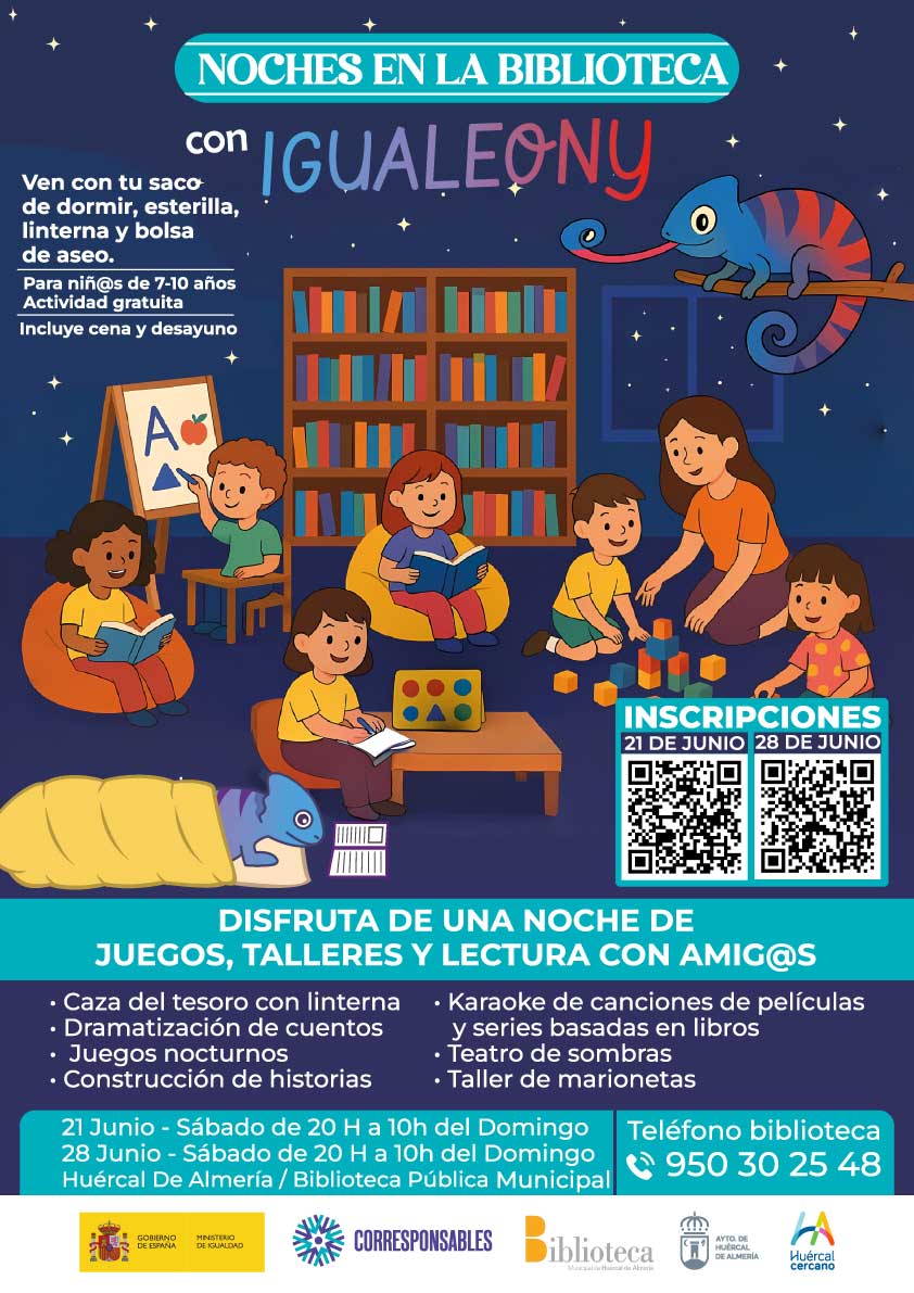 Huércal de Almería celebra este sábado su primera ‘Noche en la Biblioteca con Igualeony’ Huércal de Almería celebra este sábado su primera ‘Noche en la Biblioteca con Igualeony’