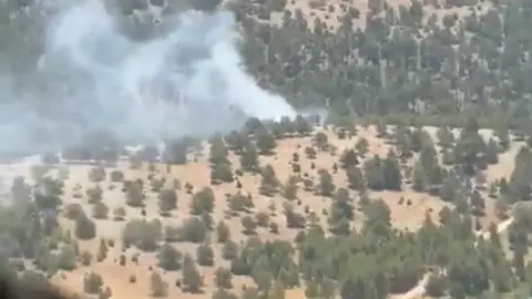 Imagen aérea del incendio registrado este lunes por la mañana en Cuenca, muy cerca de La Cierva Imagen aérea del incendio registrado este lunes por la mañana en Cuenca, muy cerca de La Cierva